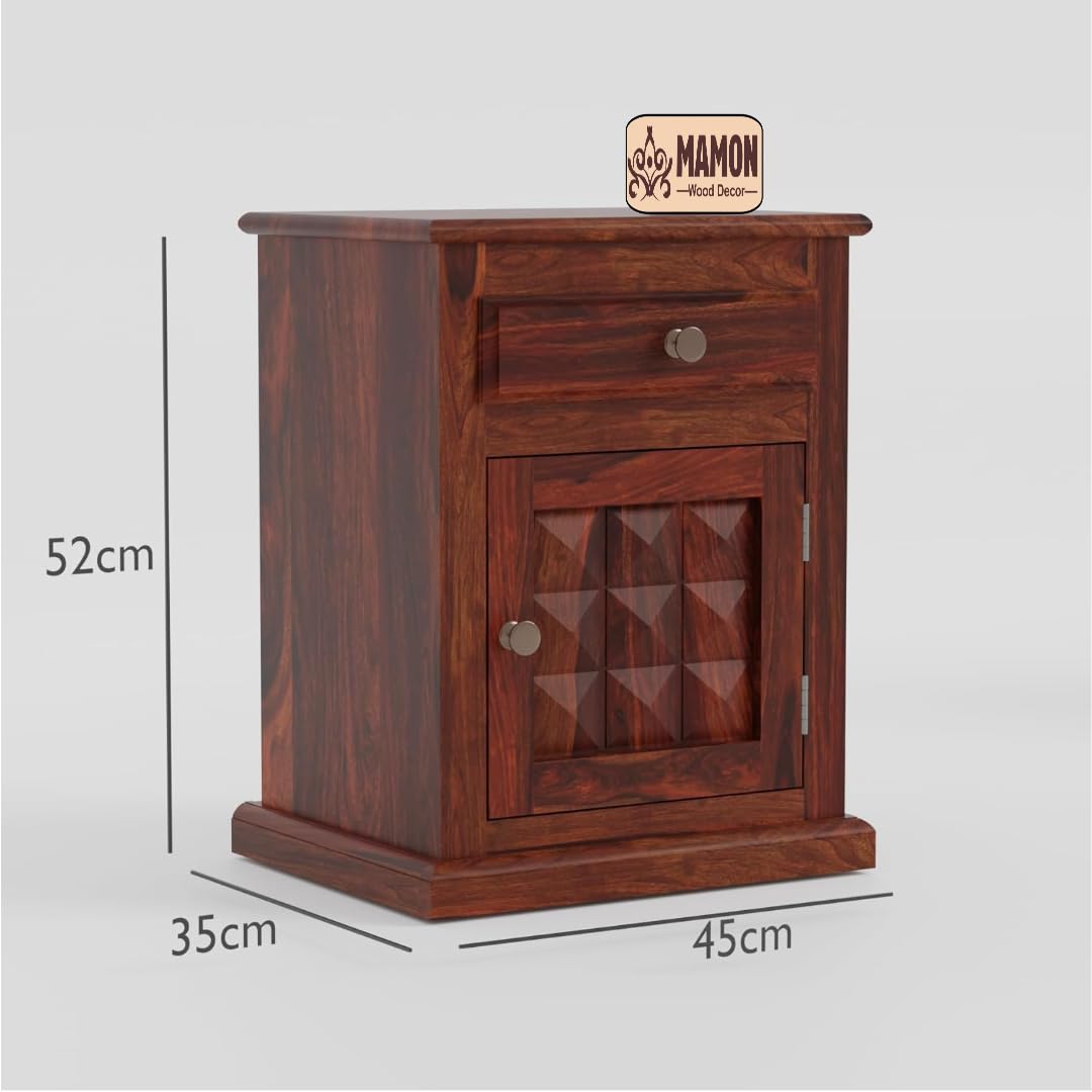 Mamon Wood Decor Sheesham Wood Bedside Table – Design 5