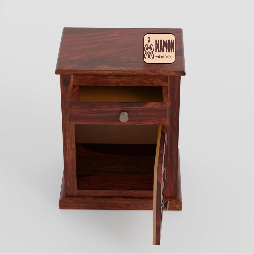 Mamon Wood Decor Sheesham Wood Bedside Table – Design 5