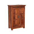 Mamon Wood Decor 2 Door Wardrobe with 2 drawers, 2 shelves & hanging - Honey