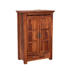 Mamon Wood Decor 2 Door Wardrobe with 2 drawers, 2 shelves & hanging - Honey