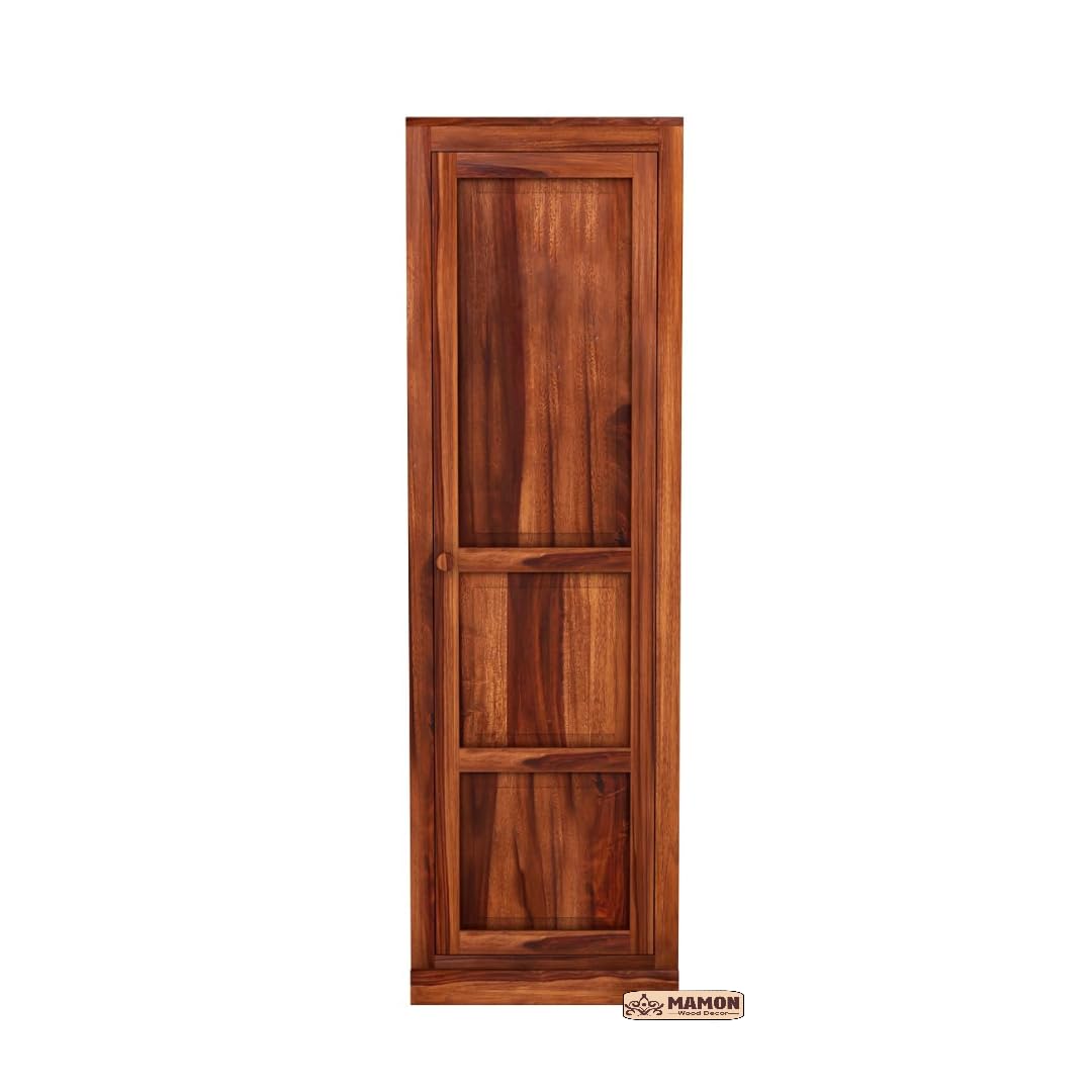 Mamon Wood Decor Single Door Wardrobe with 2 drawers, 2 shelves - Honey