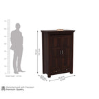 Mamon Wood Decor 2 Door Wardrobe with 2 drawers, 2 shelves & hanging - Walnut