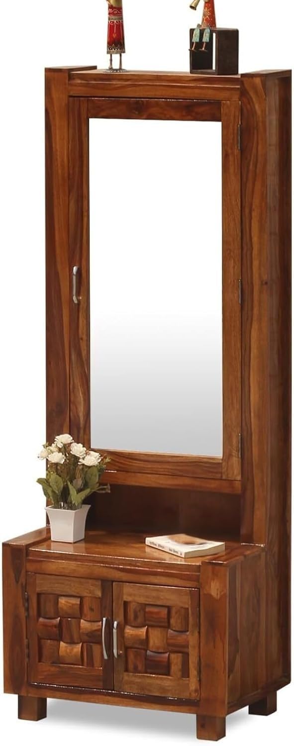 Mamon Wood Decor Solid Wood Dressing Table – Honey Oak Finish
