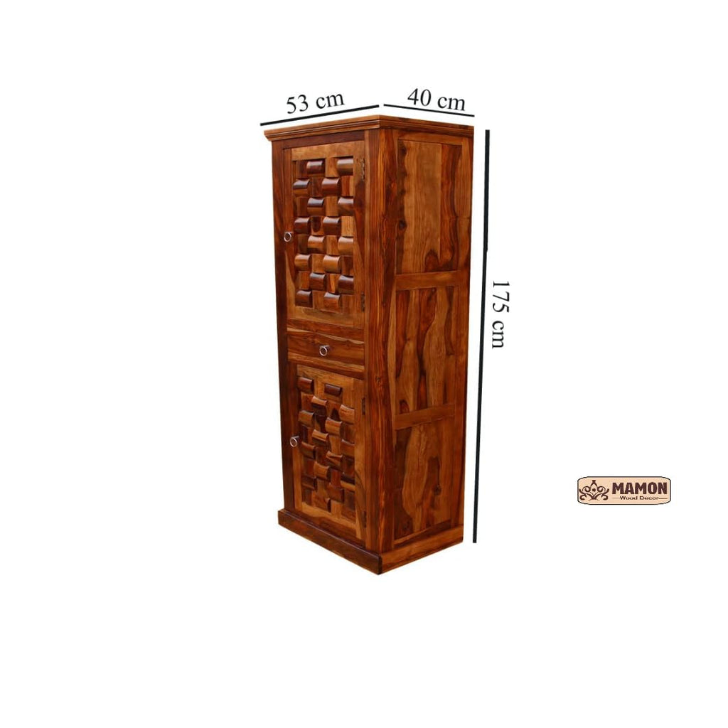 Mamon Wood Decor ‎Sheesham Wooden Niwar 2 Door – Brown