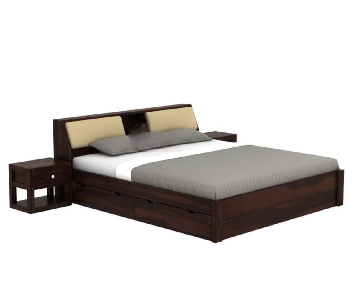 Dark Walnut | Ambica Woodmart Sheesham wood bed, dark walnut, photo 18