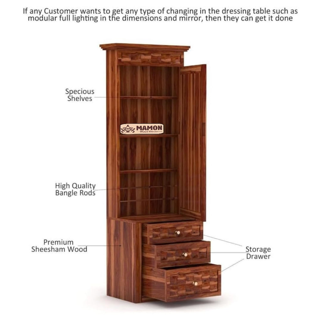 Mamon Wood Decor Solid Wood Dressing Table with Mirror and Storage