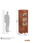 Mamon Wood Decor 1 Door Wardrobe with 2 drawers, 2 shelves & hanging - Honey
