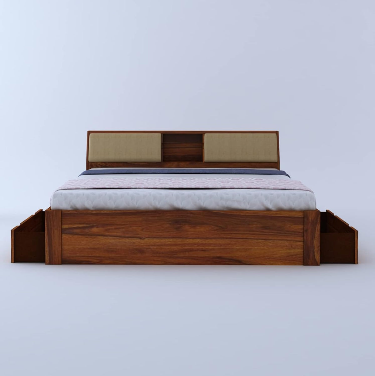 Ambica Woodmart Sheesham wood bed in brown finish, photo 1