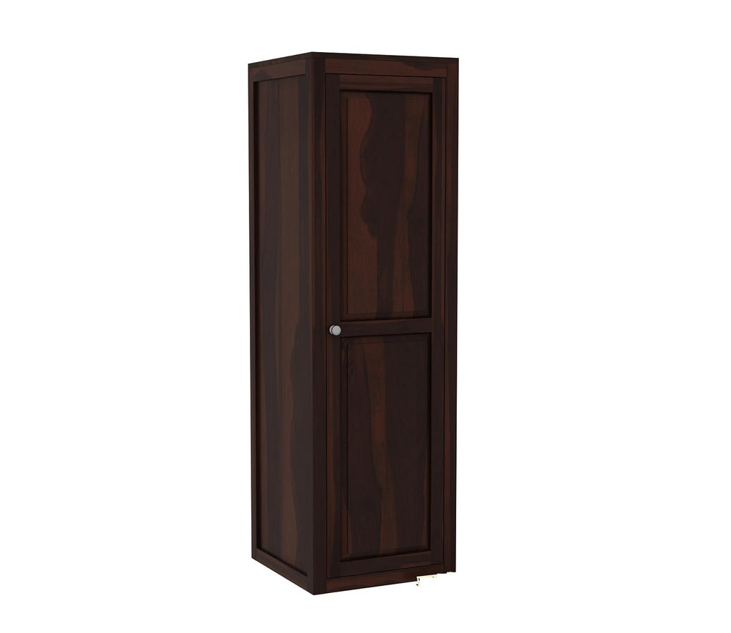 Mamon Wood Decor Single Door Wardrobe with 5 open shelves – Adam - Walnut