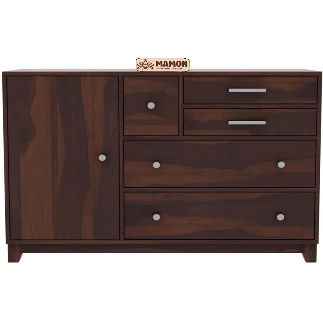 Mamon Wood Decor Sheesham Wood Cupboard, 4 Drawer Wardrobe, Almirah