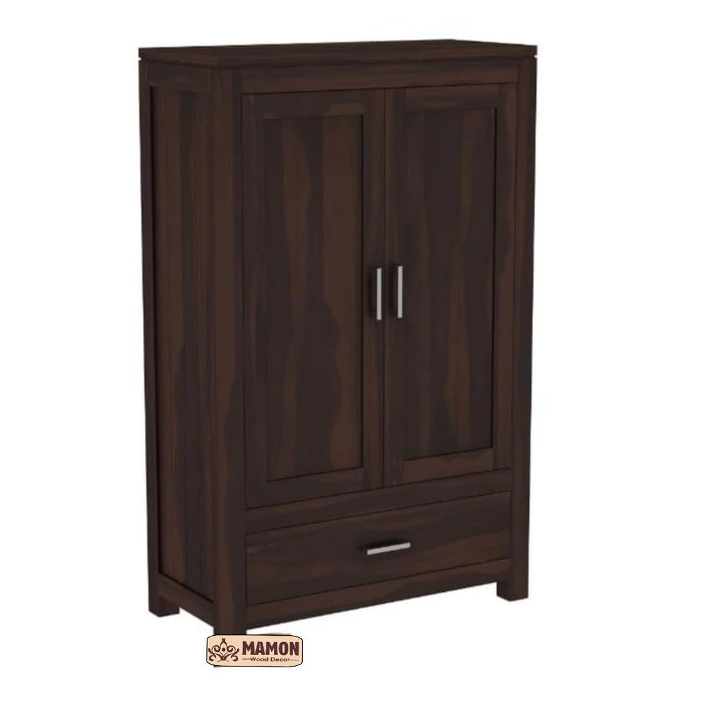 Mamon Wood Decor Woodcrony Sheesham Wood Wardrobe with 1 Drawer and 3