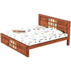 Mamon Wood Decor Solid Sheesham Wood Bed Without Storage with Tiles
