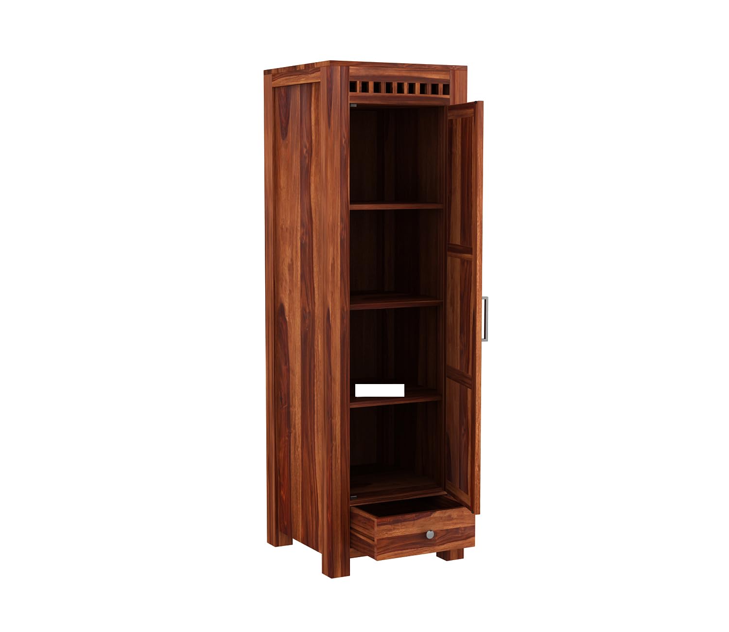 Mamon Wood Decor Wardrobe for Clothes with 1 Door & 1 drawer- Storage