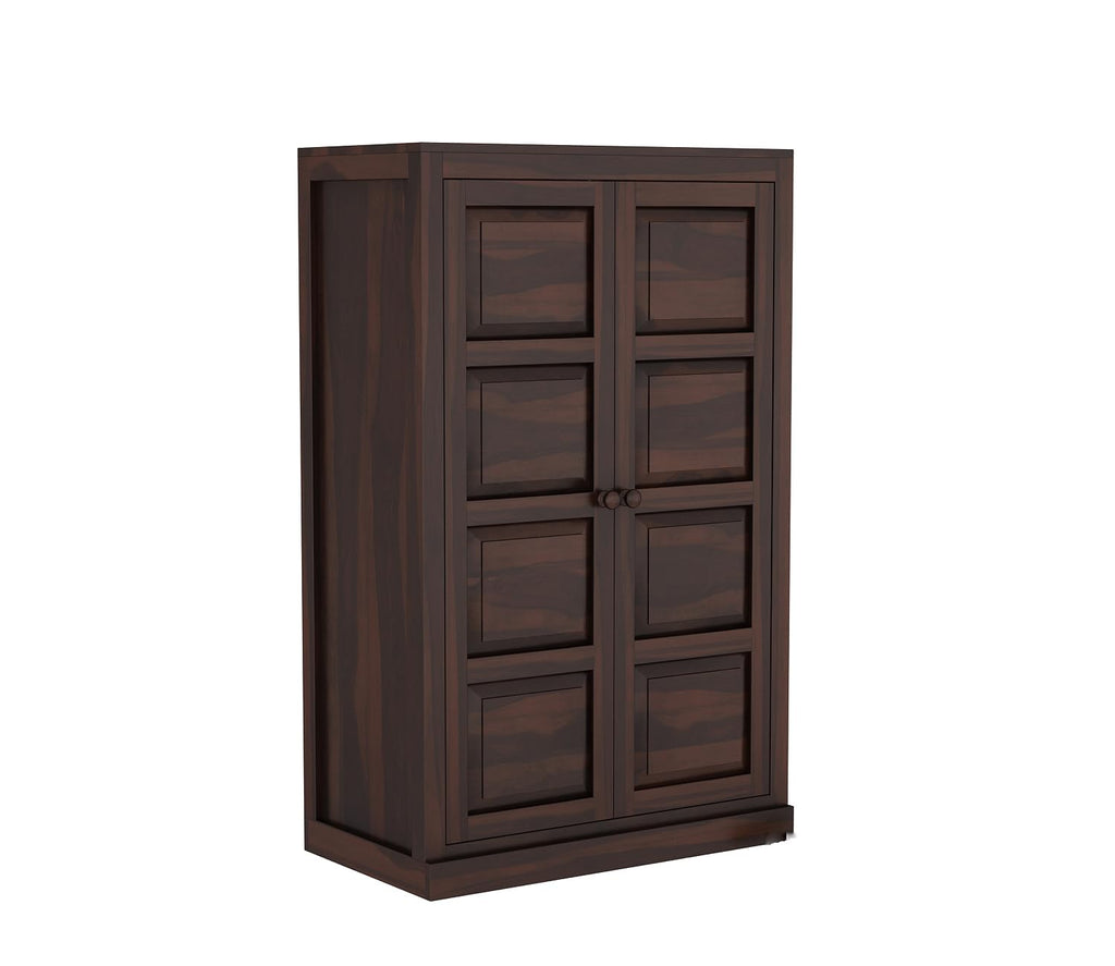 Mamon Wood Decor 2 Door Wardrobe with 2 shelves & hanging space – Ford - Walnut