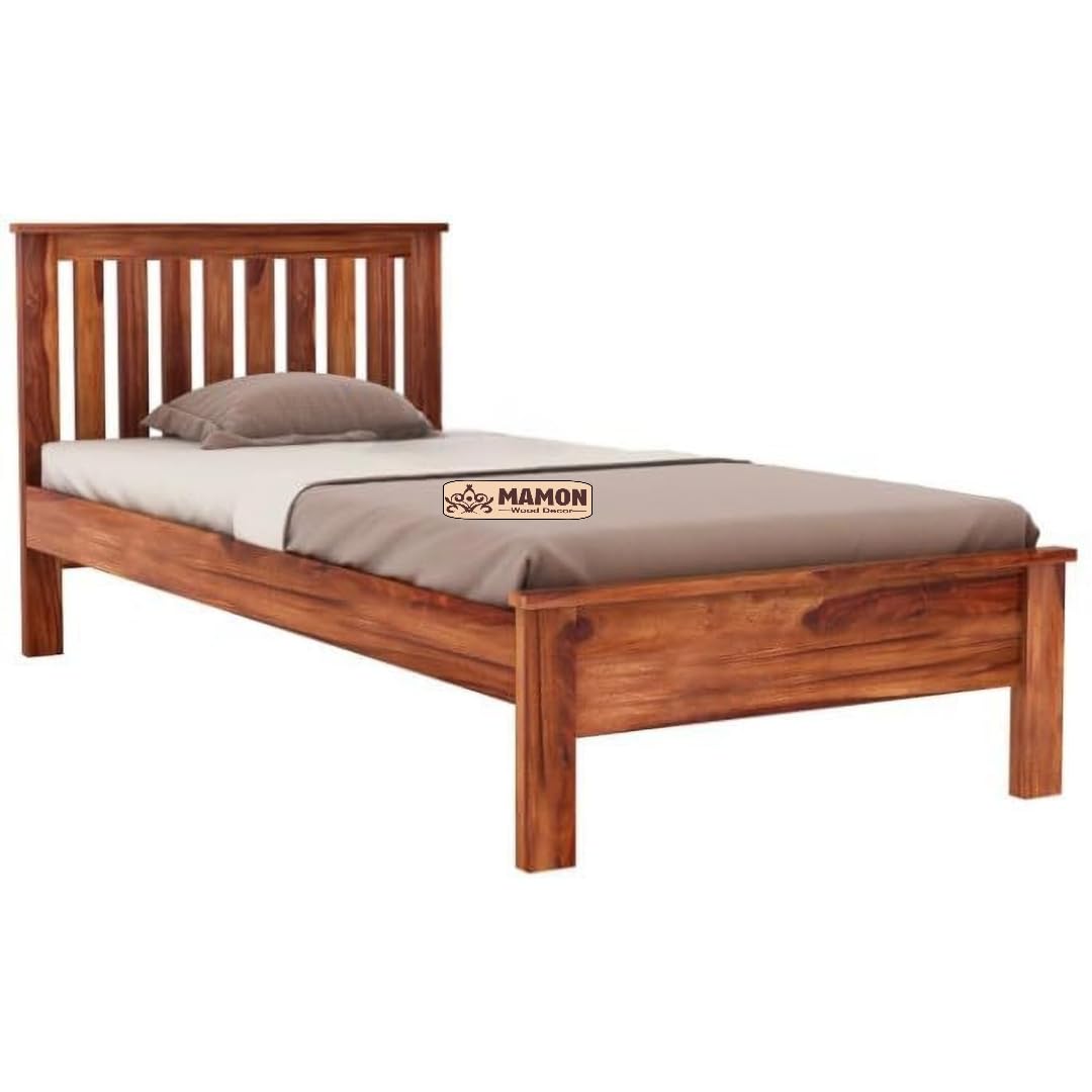 Mamon Wood Decor Sheesham Wood Single Bed for Bedroom & Living Area