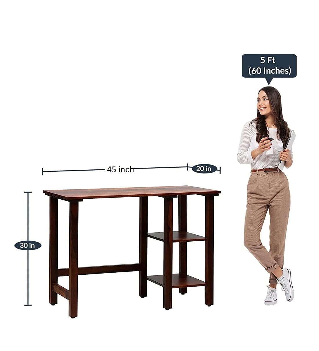 Ambica Woodmart Sheesham wood study table in walnut finish, photo 4