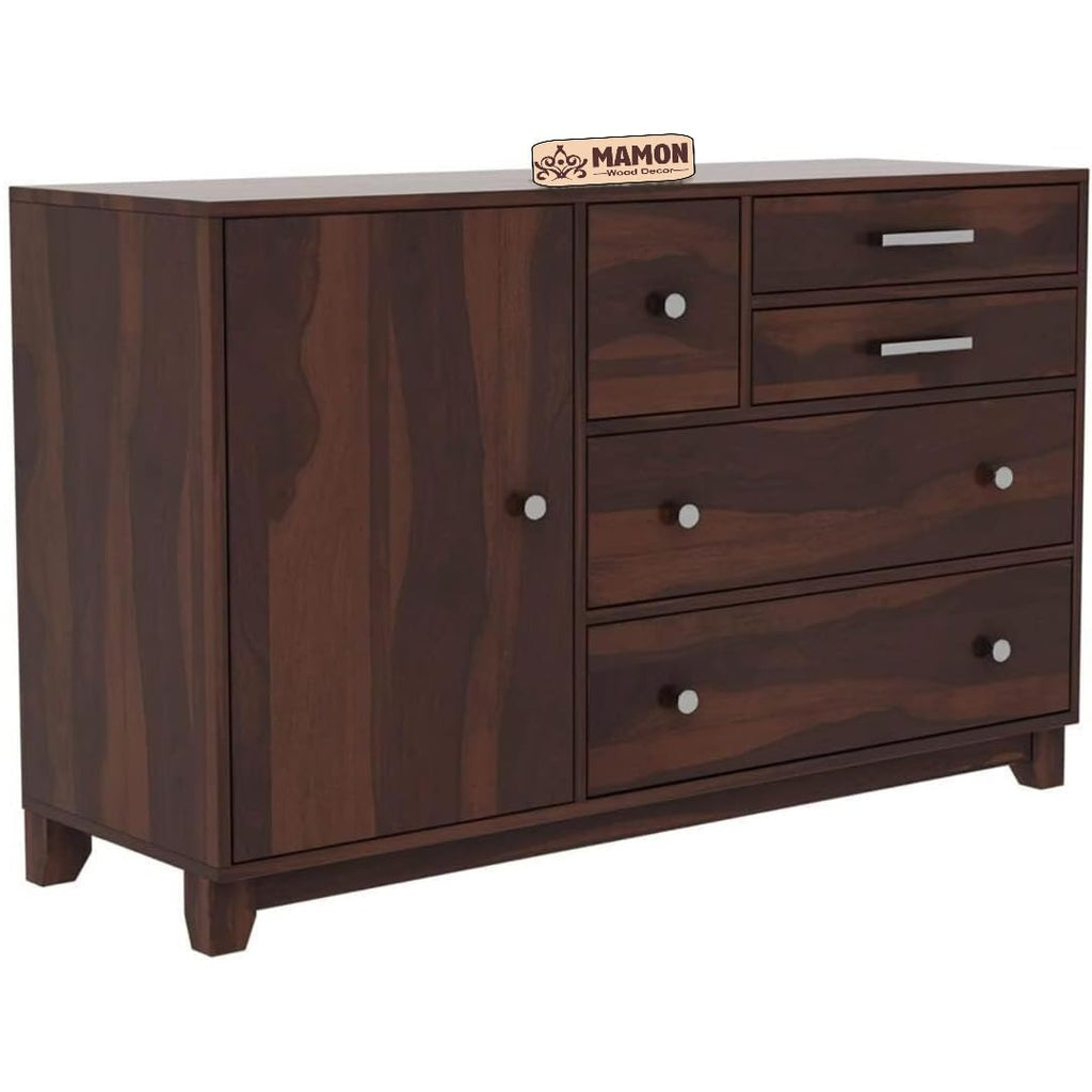 Mamon Wood Decor Sheesham Wood Cupboard, 4 Drawer Wardrobe, Almirah