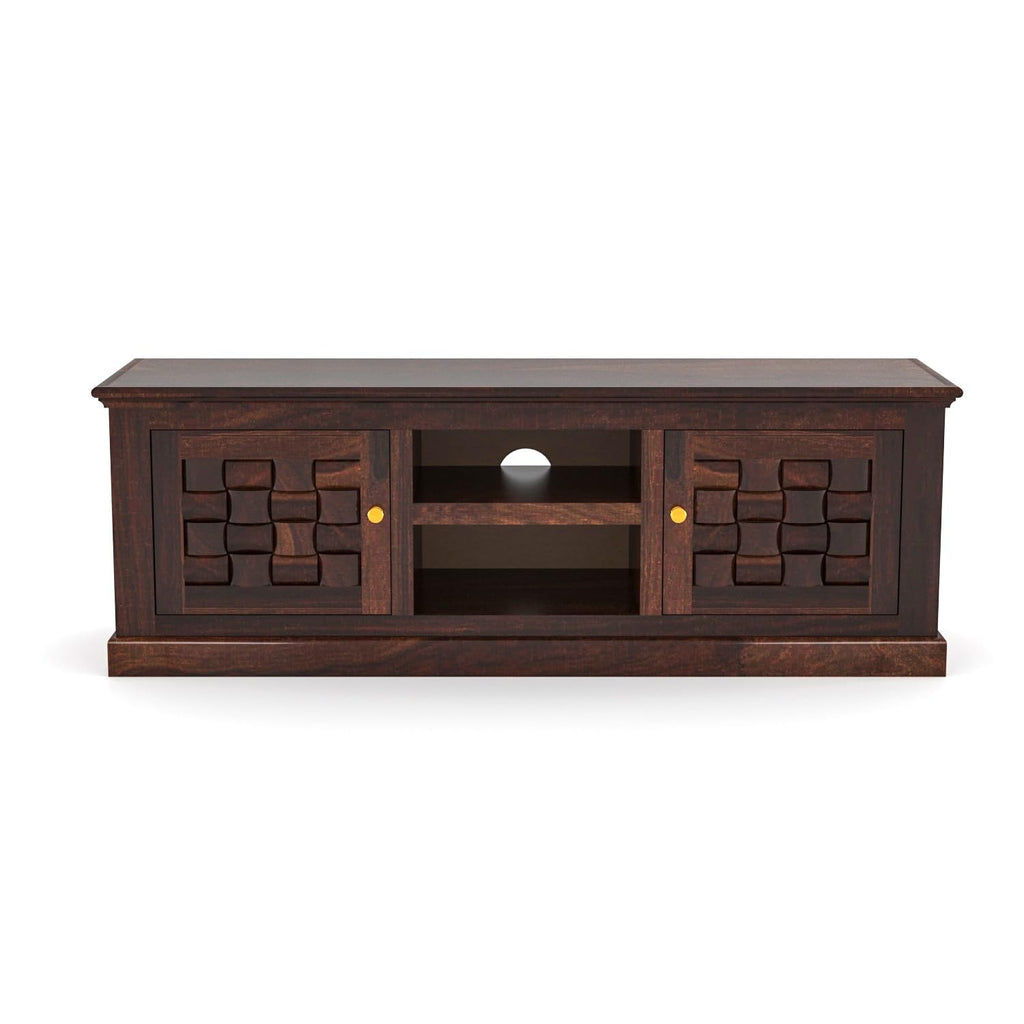 Mamon Wood Decor Woodcrony Davis Solid Sheesham Wood Tv Cabinet with 2