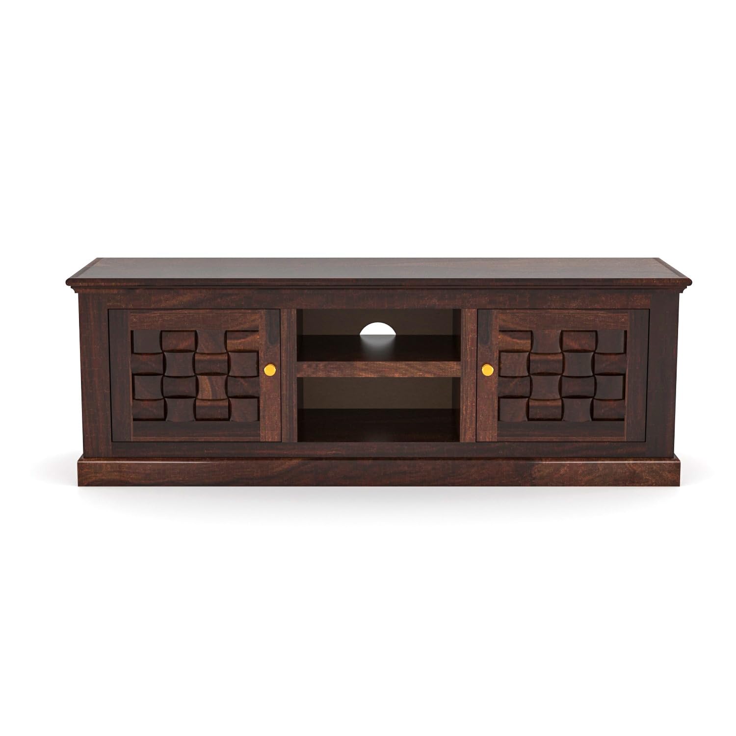 Mamon Wood Decor Woodcrony Davis Solid Sheesham Wood Tv Cabinet with 2