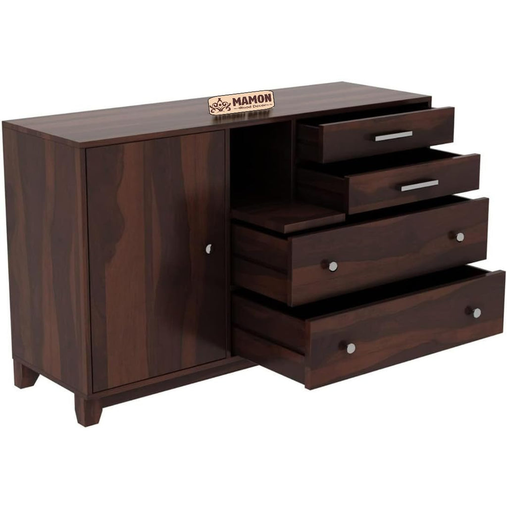 Mamon Wood Decor Sheesham Wood Cupboard, 4 Drawer Wardrobe, Almirah