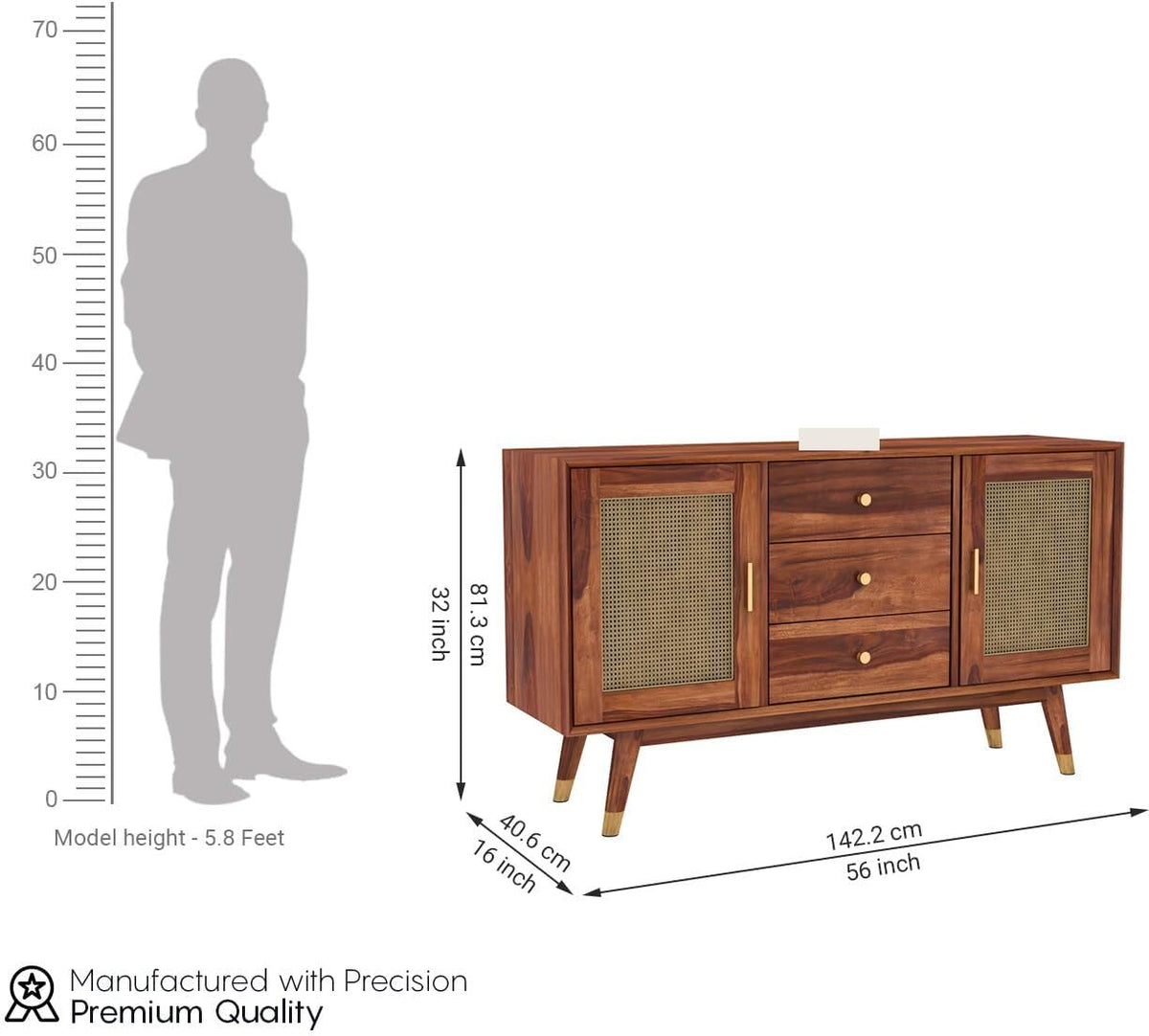 Honey | Ambica Woodmart Sheesham wood chest of drawers, honey, photo 10
