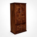 Ambica Woodmart Sheesham wood wardrobe in natural honey finish, photo 4
