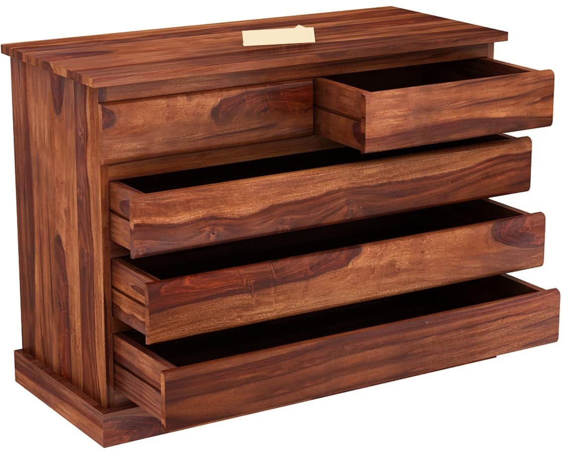 Ambica Woodmart Sheesham wood chest of drawers in brown finish, photo 6