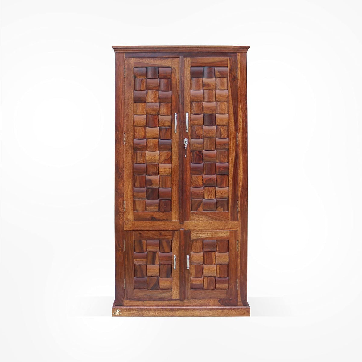 Ambica Woodmart Sheesham wood wardrobe in honey finish, photo 6