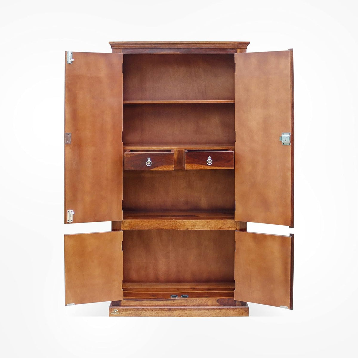 Ambica Woodmart Sheesham wood wardrobe in honey finish, photo 4