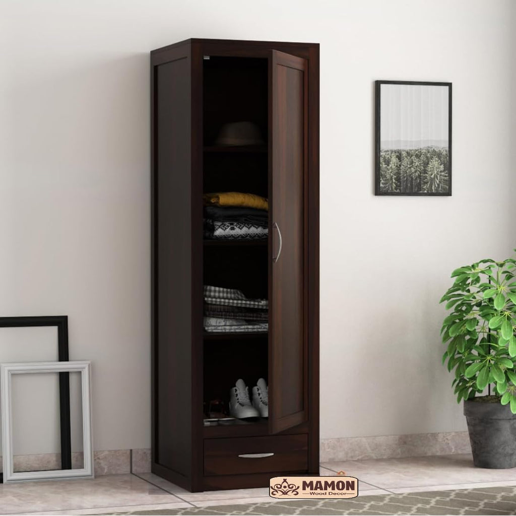 Mamon Wood Decor Woodcrony Solid Sheesham Wood Single Door Wardrobe