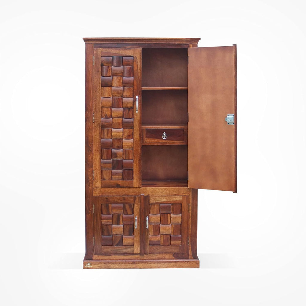 Ambica Woodmart Sheesham wood wardrobe in honey finish, photo 5