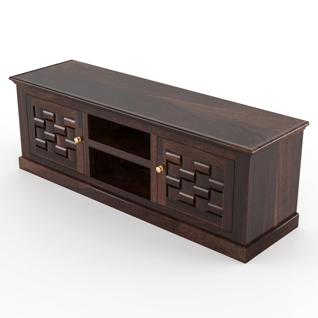 Mamon Wood Decor Woodcrony Davis Solid Sheesham Wood Tv Cabinet with 2