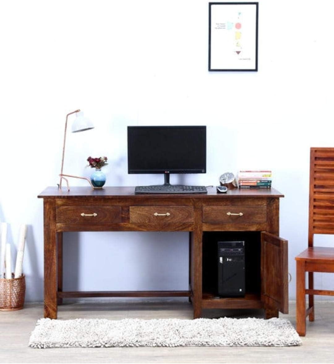 Ambica Woodmart Sheesham wood study table in natural finish, photo 1