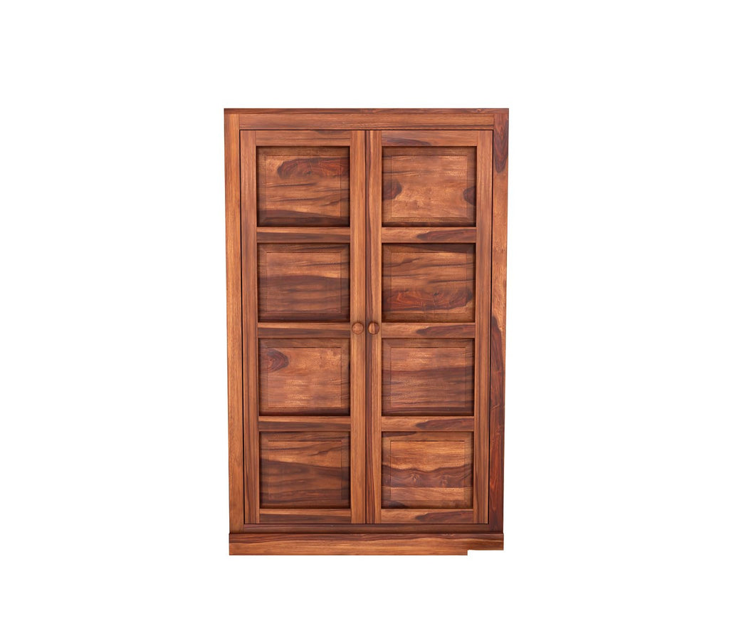 Mamon Wood Decor 2 Door Wardrobe with 2 shelves & hanging space – Ford - Honey