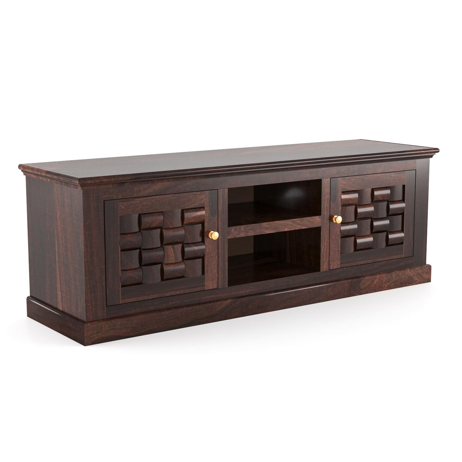 Mamon Wood Decor Woodcrony Davis Solid Sheesham Wood Tv Cabinet with 2
