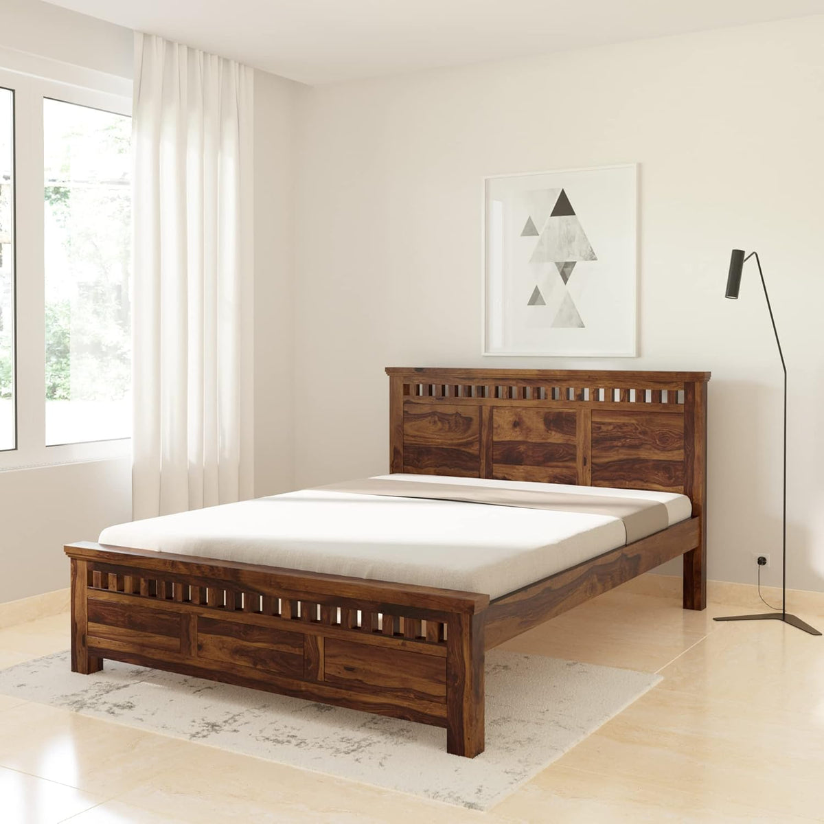 Ambica Woodmart Sheesham wood bed in brown finish, photo 1