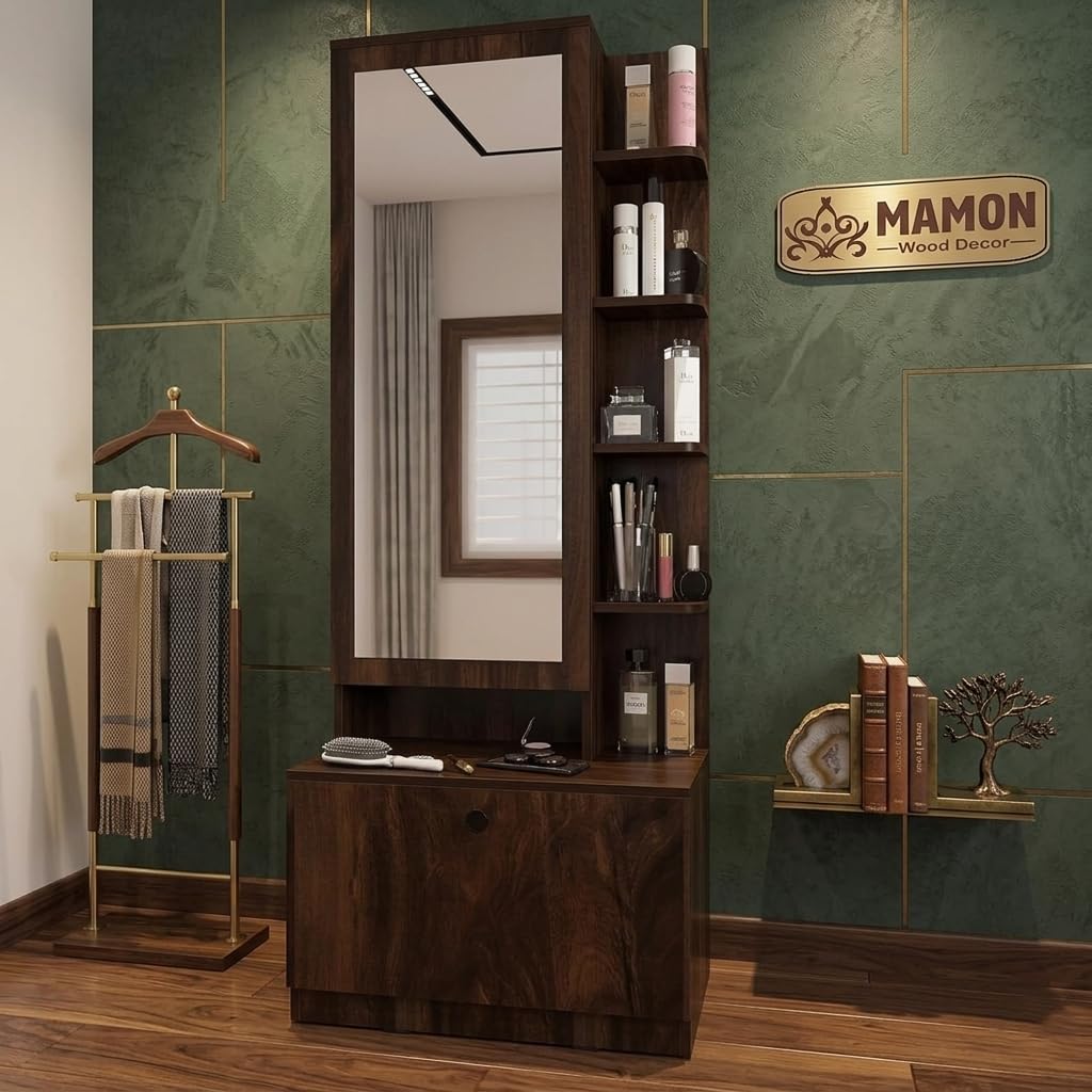 Mamon Wood Decor Solid Wood Dressing Table with Mirror for Living