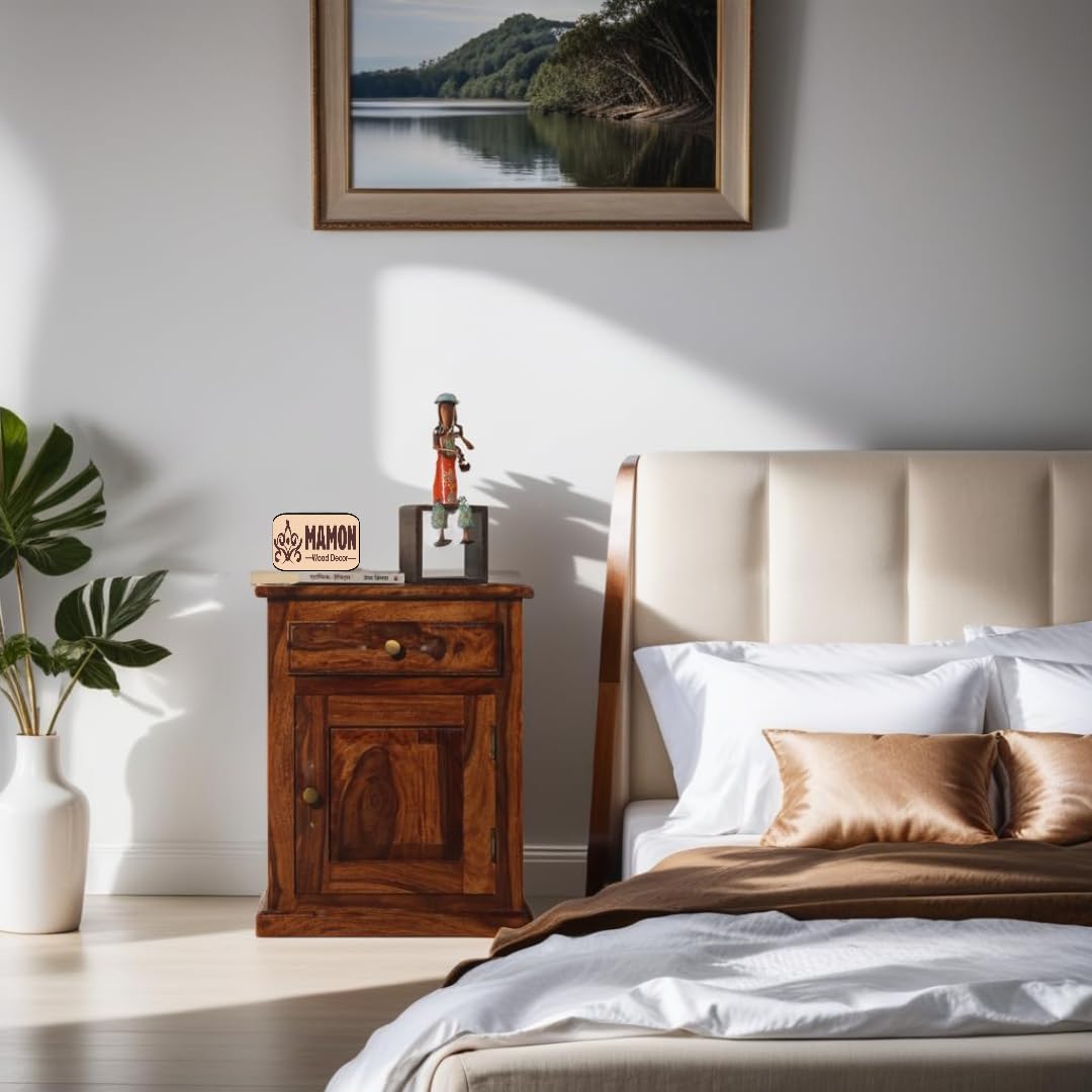 Mamon Wood Decor Sheesham Wood Bedside Table – Design 8