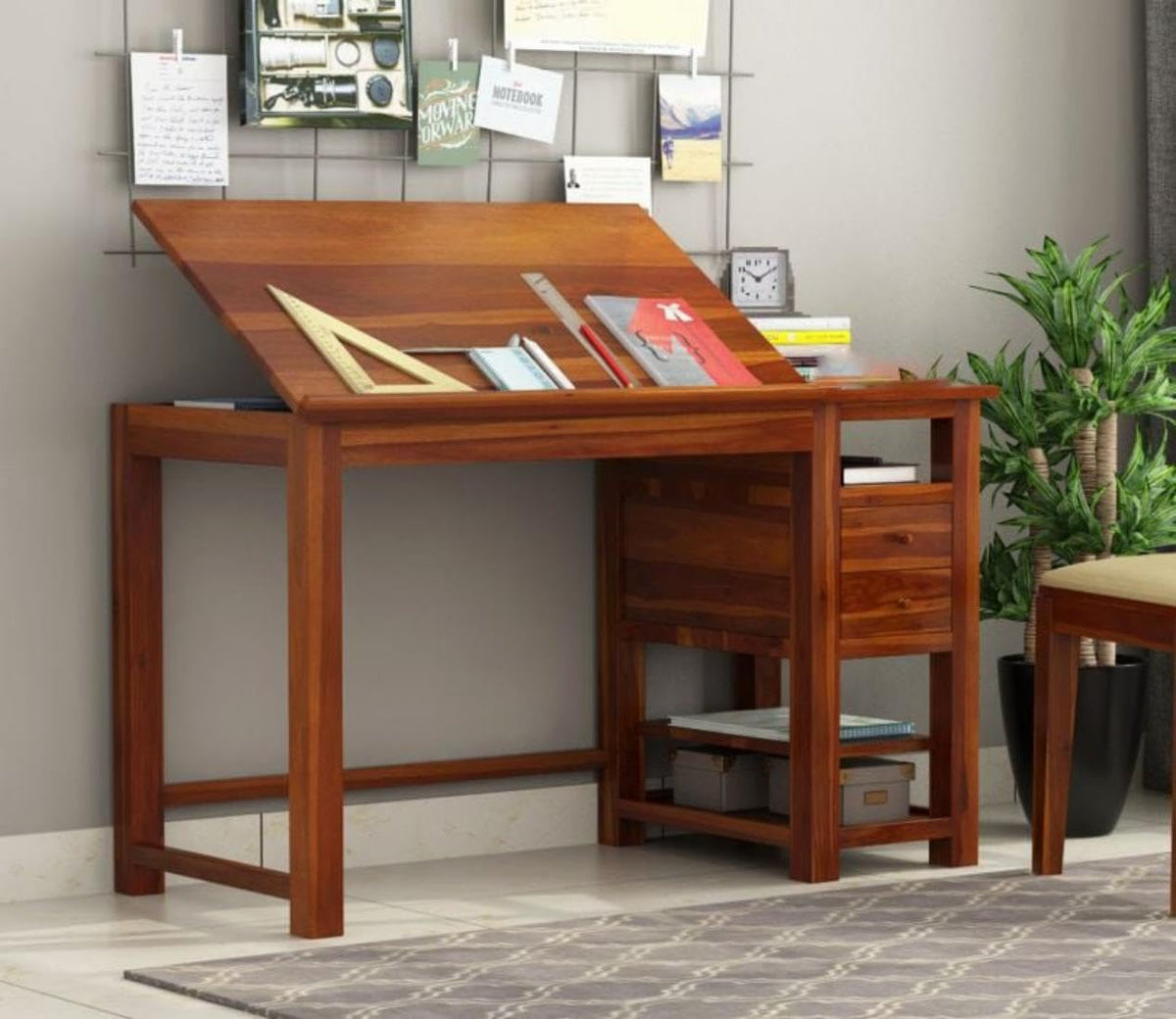 Honey | Ambica Woodmart Sheesham wood study table, honey, photo 5