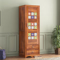 Mamon Wood Decor 1 Door Wardrobe with 2 drawers, 2 shelves & hanging - Honey