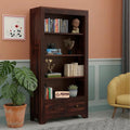 Mamon Wood Decor Solid Wood Semi-Open Book Shelf – Walnut