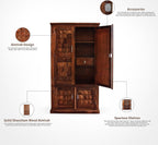 Ambica Woodmart Sheesham wood wardrobe in natural honey finish, photo 3