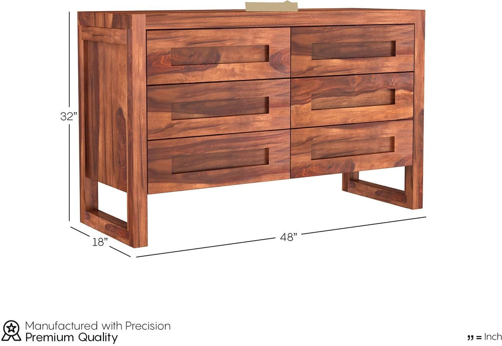 Ambica Woodmart Sheesham wood chest of drawers in teak finish, photo 3