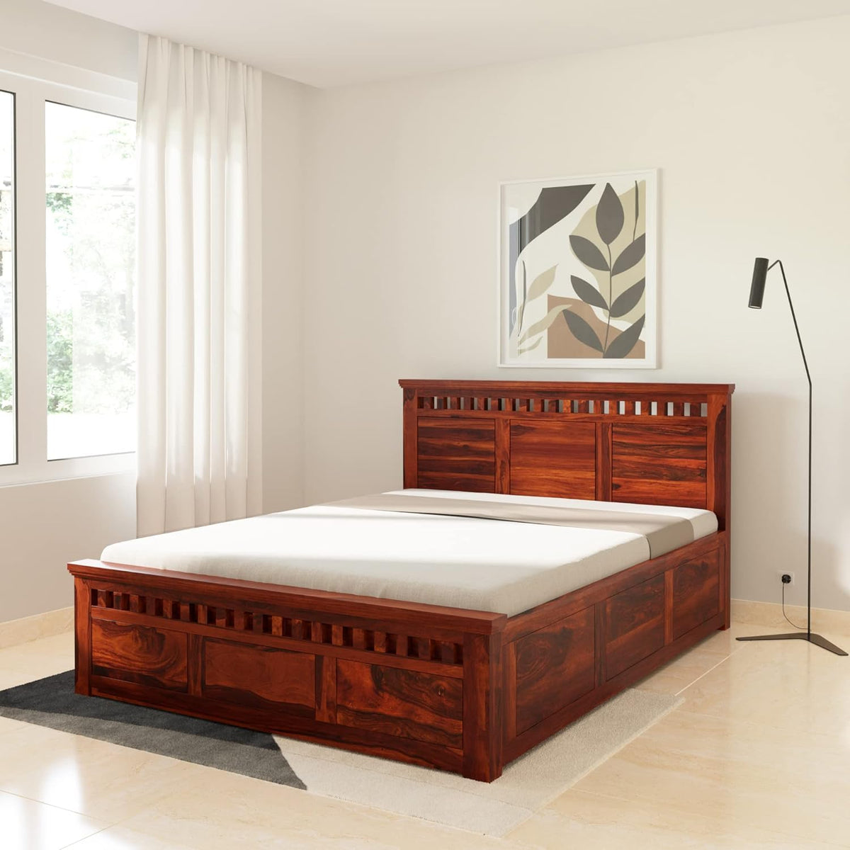 Ambica Woodmart Sheesham wood bed in brown finish, photo 1