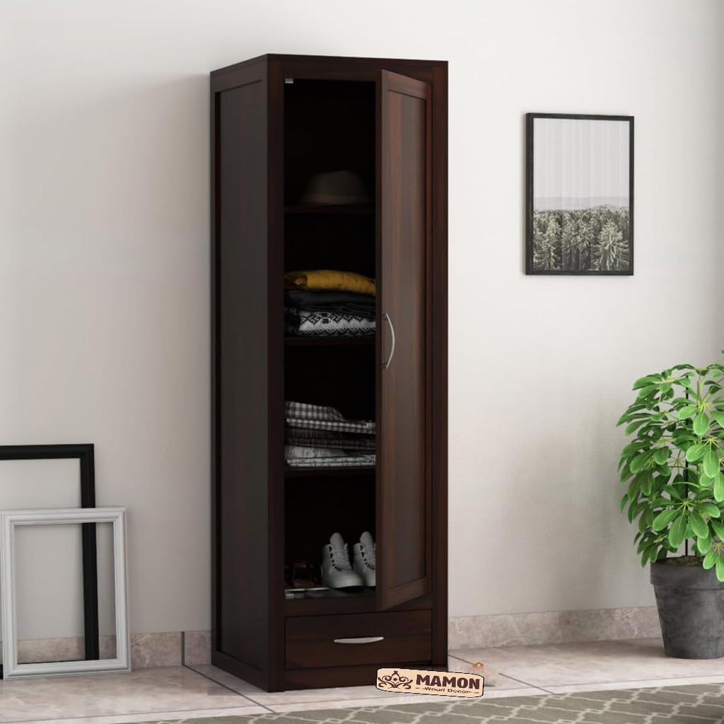 Mamon Wood Decor Solid Sheesham Wood Single Door Wardrobe with 1