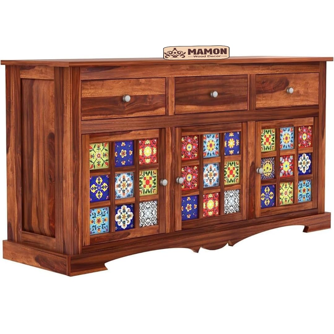 Mamon Wood Decor Sheesham Wood Cupbord, 3 Drowar Wardrobe, Almirah