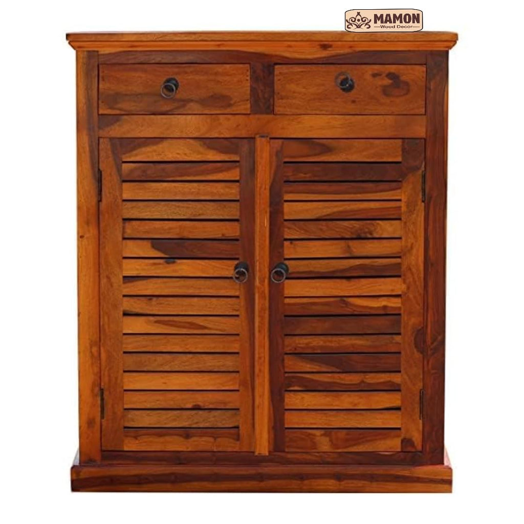 Mamon Wood Decor Wooden Shoe Cabinet for Living Room – Brown