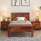 Mamon Wood Decor Sheesham Wood Single Bed for Bedroom & Living Area