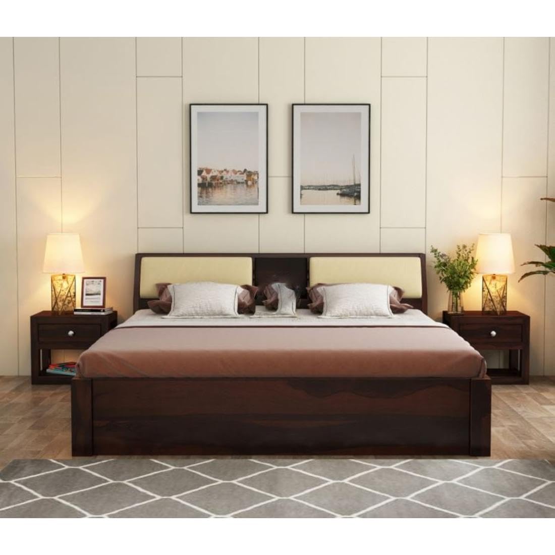 Dark Walnut | Ambica Woodmart Sheesham wood bed, dark walnut, photo 11