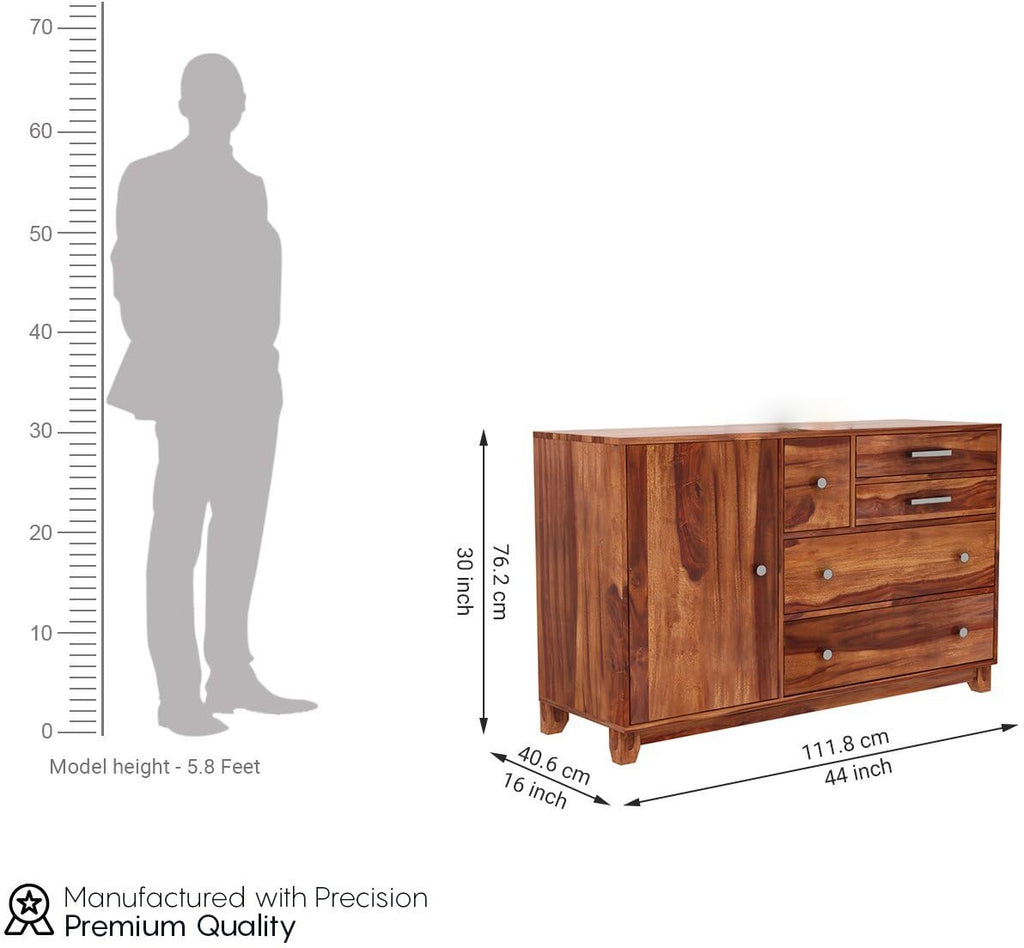 Ambica Woodmart Sheesham wood chest of drawers in brown finish, photo 3